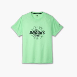 Brooks Distance Short Sleeve 3.0 - Hypergrün/Brooks Trail
