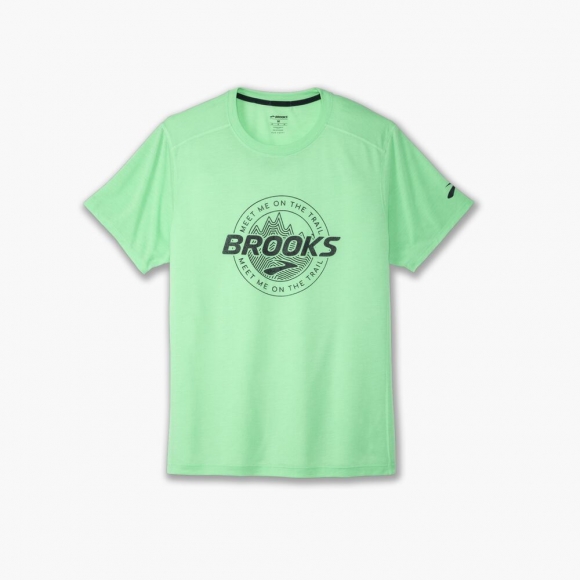Brooks Distance Short Sleeve 3.0 - Hypergrün/Brooks Trail