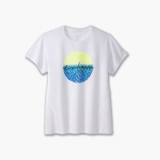 Brooks Distance Short Sleeve 3.0 - Weiß/Run Happy