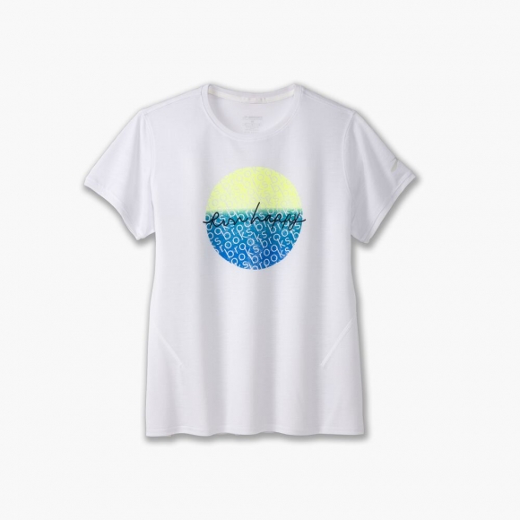 Brooks Distance Short Sleeve 3.0 - Weiß/Run Happy