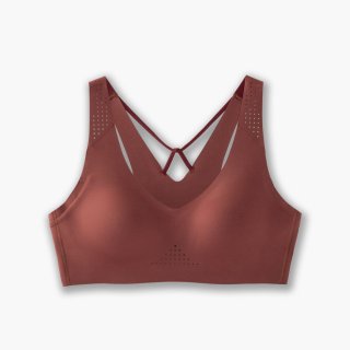 Brooks Dare V Neck Run Bra - Terrakotta/Fluorpink