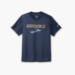 Brooks Distance Short Sleeve 3.0 - Blauschiefer/BR Logo