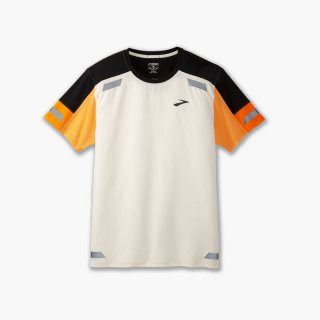 Brooks Run Visible Short Sleeve 2.0 - Ecru/Fluoro Flash/Schwarz