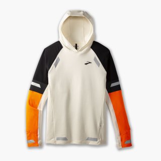 Brooks Run Visible Thermal Hoodie 2.0 - Ecru/Fluoro Flash/Schwarz