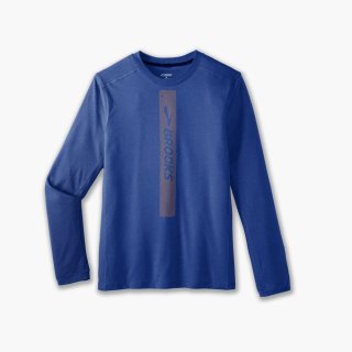 Brooks Distance Long Sleeve 2.0 - Htr Aegean/Brooks Trail