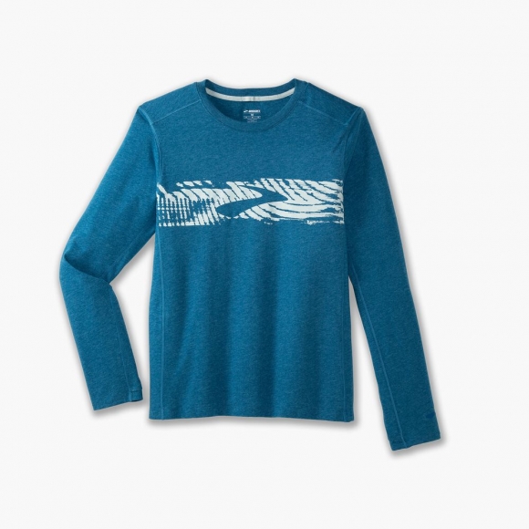 Brooks Distance Long Sleeve 2.0 - Hochdunkelblau/BR Motion Logo