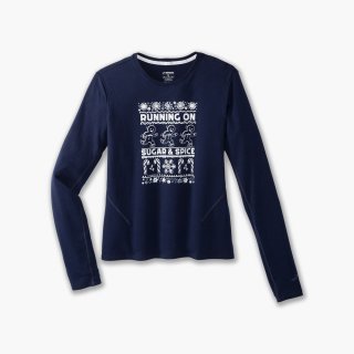 Brooks Distance Long Sleeve 2.0 - Marineblau/Run Merry 23