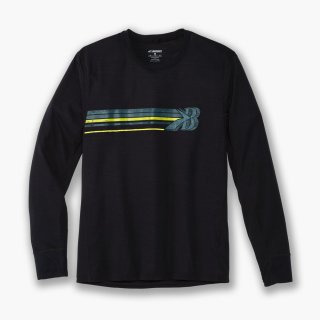 Brooks Distance Graphic Long Sleeve - Schwarz/Streifen