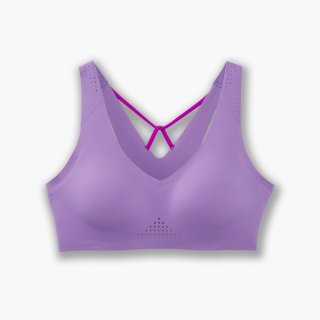 Brooks Dare V Neck Run Bra - Heliotrop/Magenta