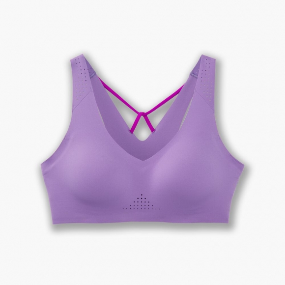 Brooks Dare V Neck Run Bra - Heliotrop/Magenta