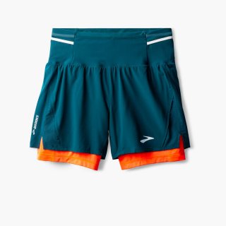 Brooks High Point 5" 2-in-1 Short 2.0 - Tiefsee/Flamme