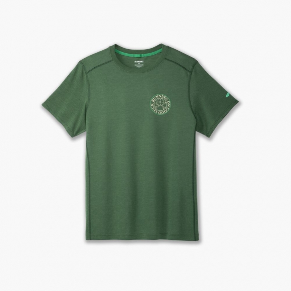 Brooks Distance Short Sleeve 3.0 - Grün/Run Lucky 24