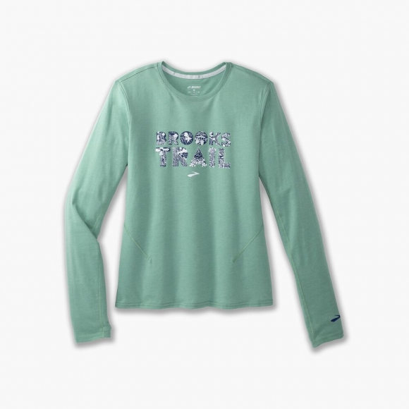 Brooks Distance Long Sleeve 2.0 - Htr Sage/Brooks Trail