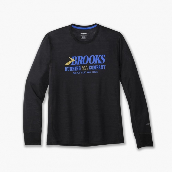 Brooks Distance Graphic Long Sleeve - Schwarz/Heritage