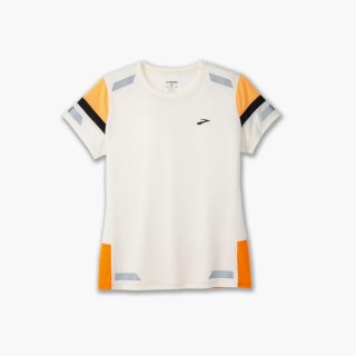 Brooks Run Visible Short Sleeve 2.0 - Ecru/Fluoro Flash/Schwarz