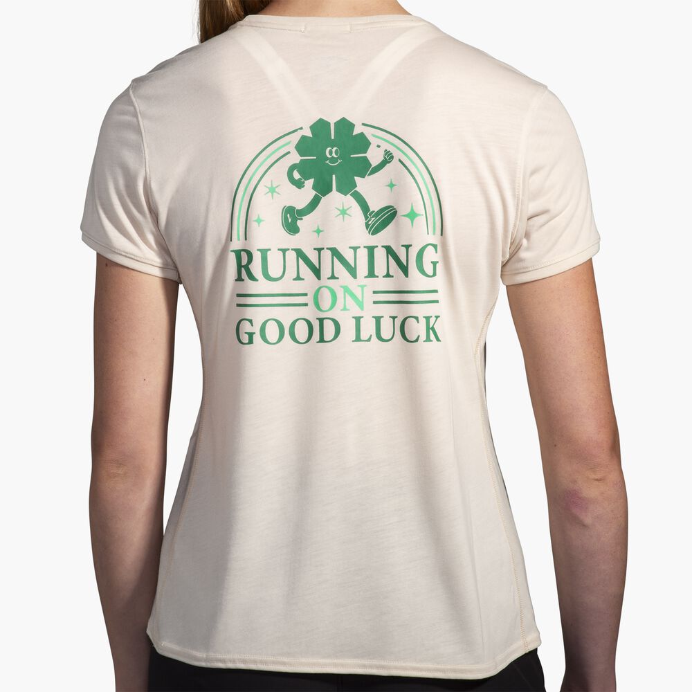 Brooks Distance Short Sleeve 3.0 - Gelbbraun/Run Lucky 24