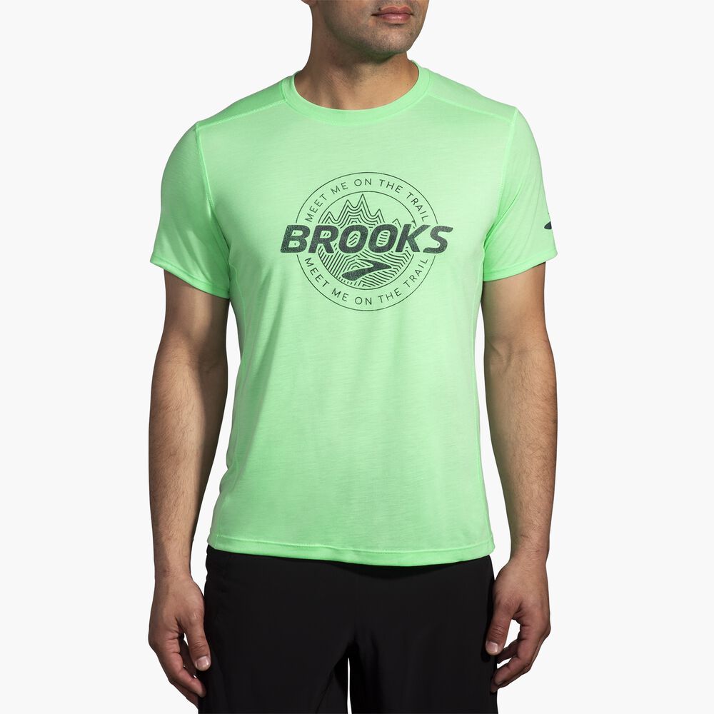 Brooks Distance Short Sleeve 3.0 - Hypergrün/Brooks Trail