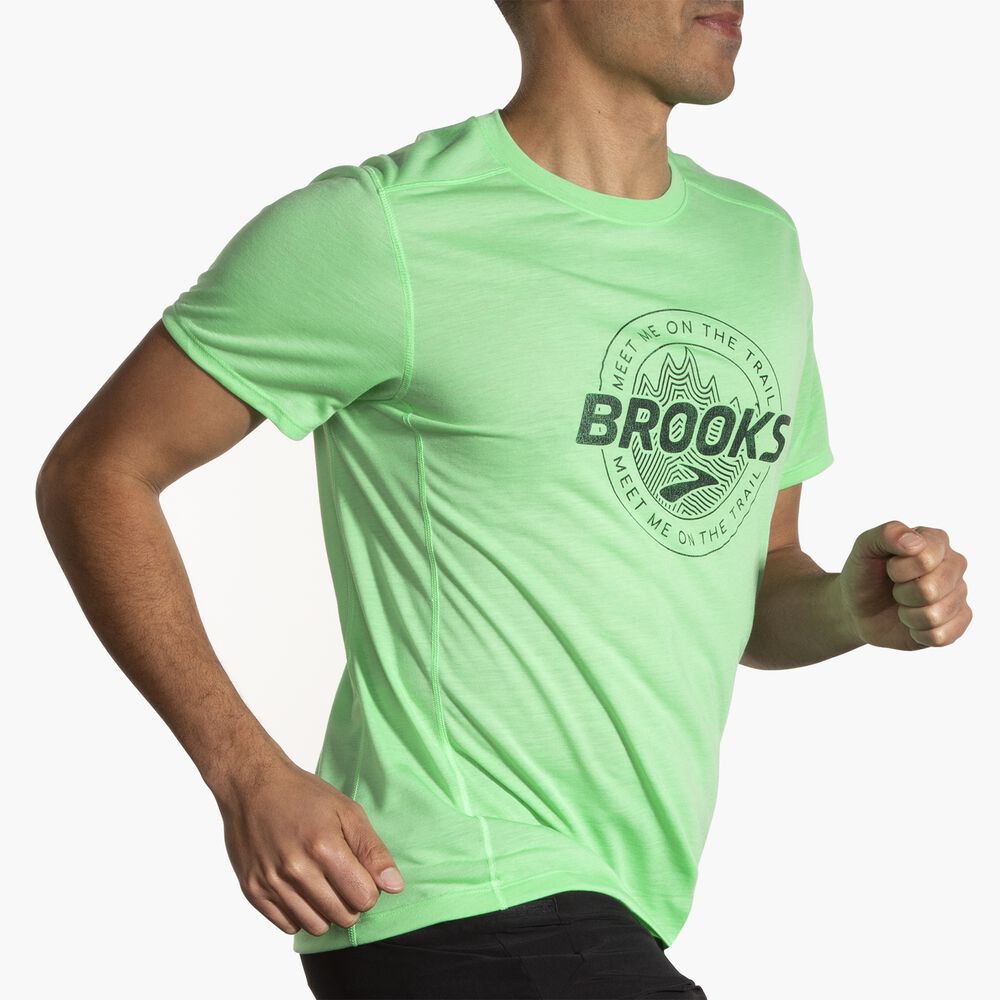 Brooks Distance Short Sleeve 3.0 - Hypergrün/Brooks Trail