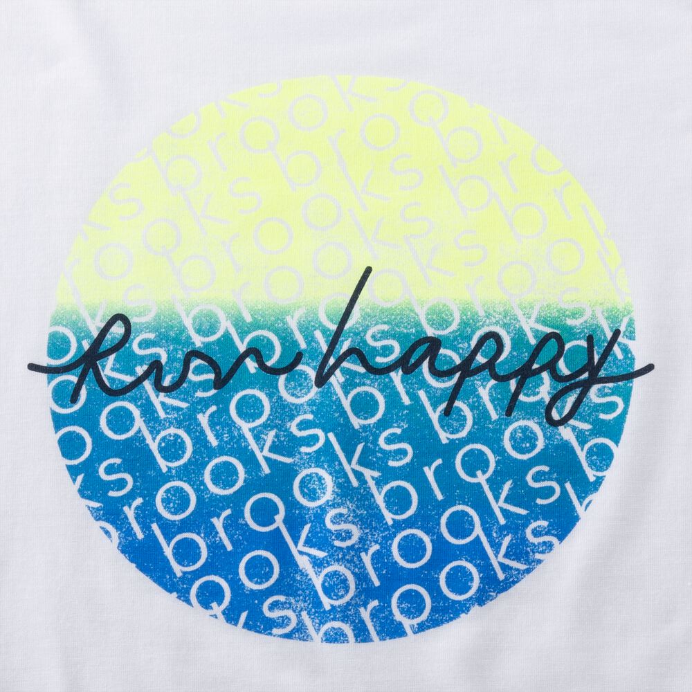 Brooks Distance Short Sleeve 3.0 - Weiß/Run Happy