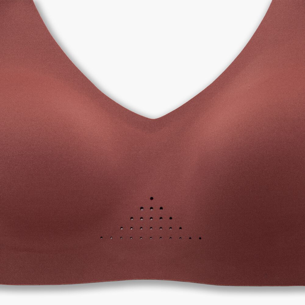 Brooks Dare V Neck Run Bra - Terrakotta/Fluorpink