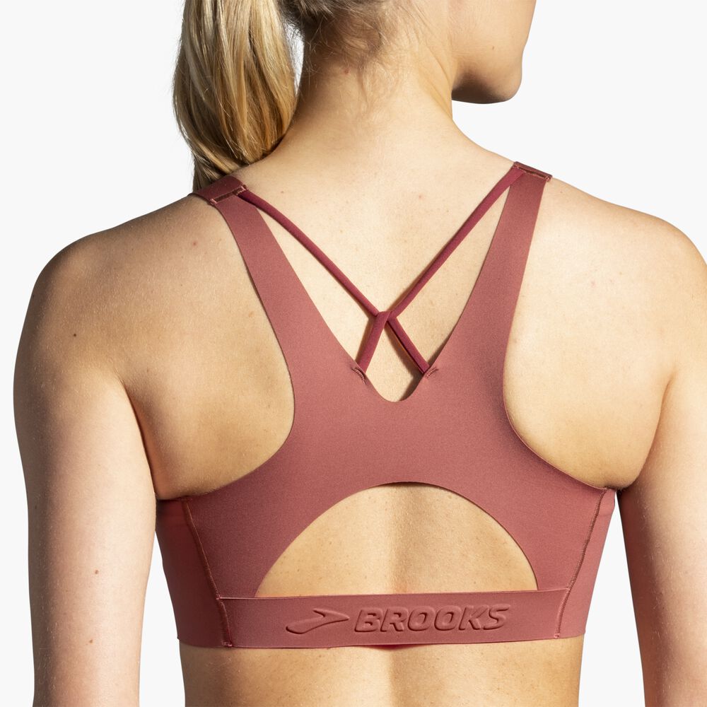Brooks Dare V Neck Run Bra - Terrakotta/Fluorpink