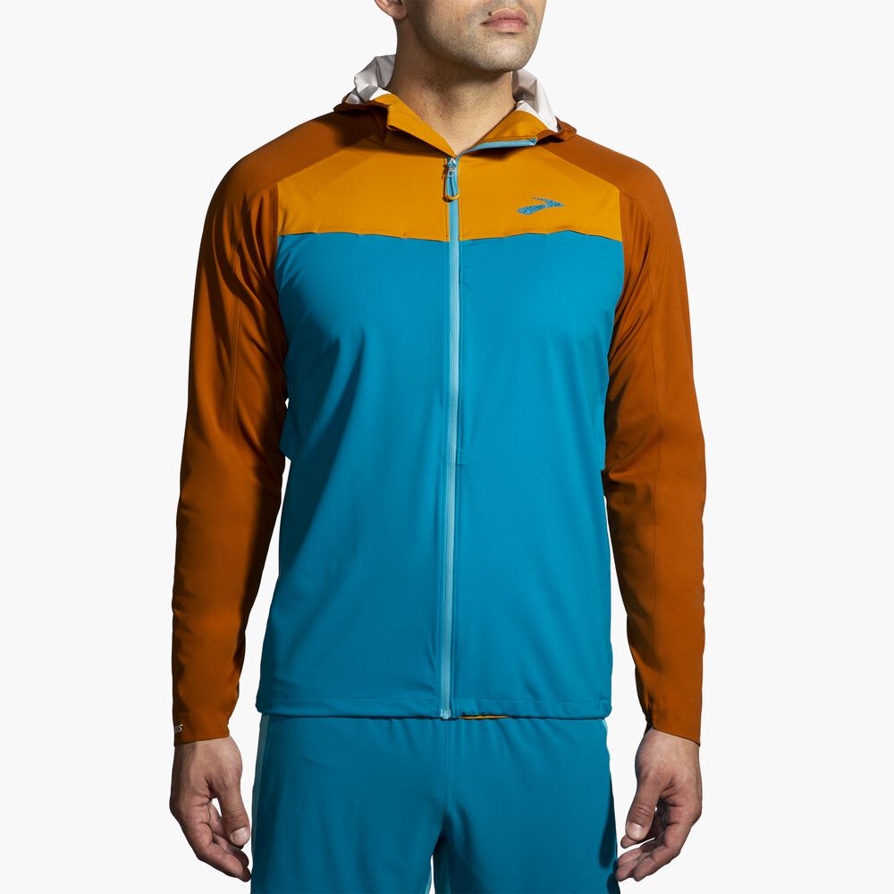 Brooks High Point Waterproof Jacket - Pazifik/Haselnussholz/Ocker