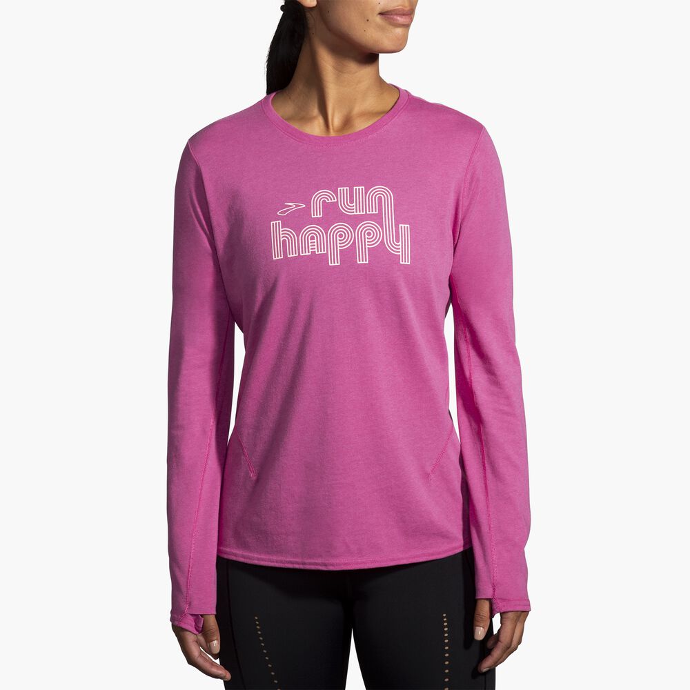 Brooks Distance Long Sleeve 2.0 - Hochmatt Mauve/Retro RH