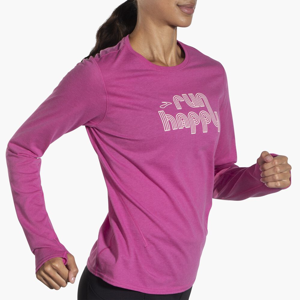 Brooks Distance Long Sleeve 2.0 - Hochmatt Mauve/Retro RH