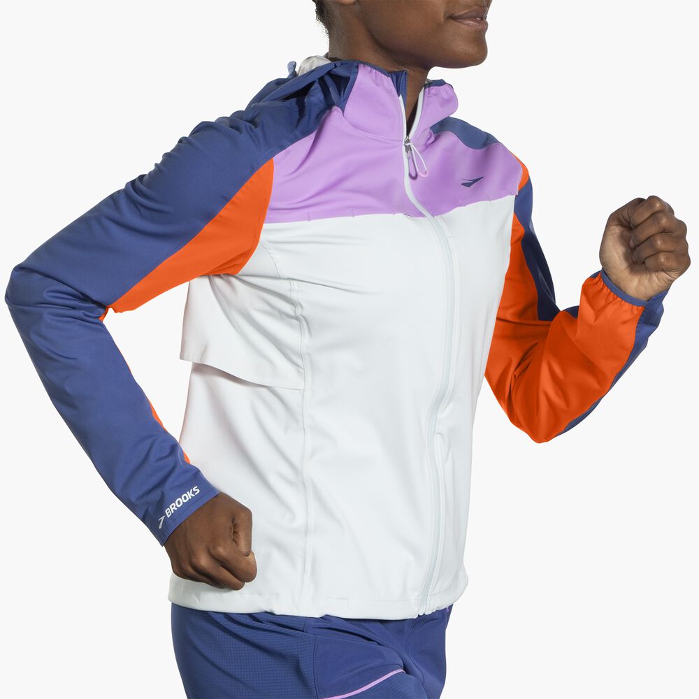 Brooks High Point Waterproof Jacket - Hellschiefer/Leuchtorange/Ägäis