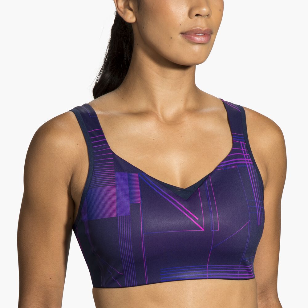 Brooks Convertible Sports Bra - Matrix Navy Print