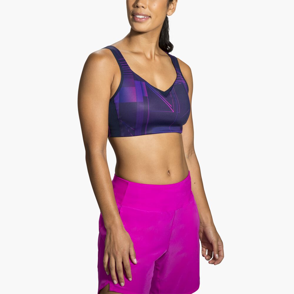 Brooks Convertible Sports Bra - Matrix Navy Print