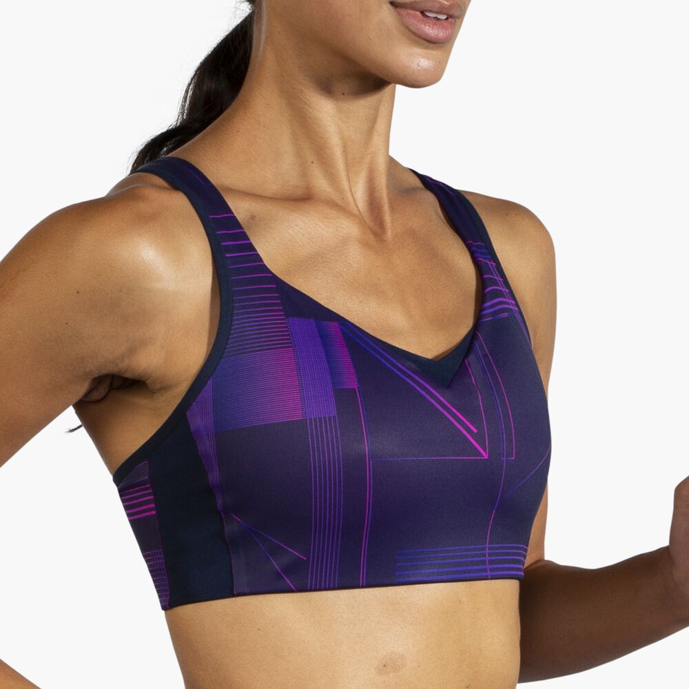 Brooks Convertible Sports Bra - Matrix Navy Print