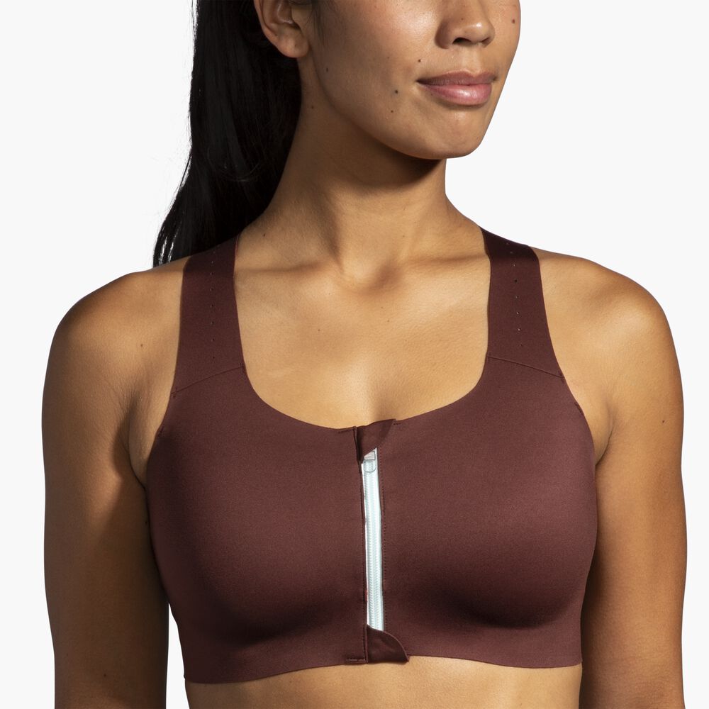 Brooks Zip 2.0 Sports Bra - Run Raisin/Eisblau/Kupfer