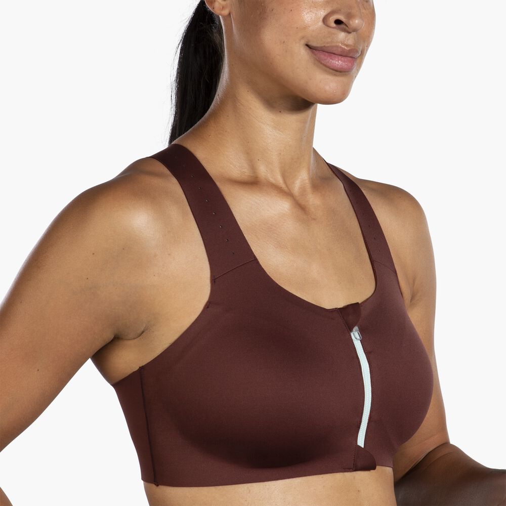 Brooks Zip 2.0 Sports Bra - Run Raisin/Eisblau/Kupfer