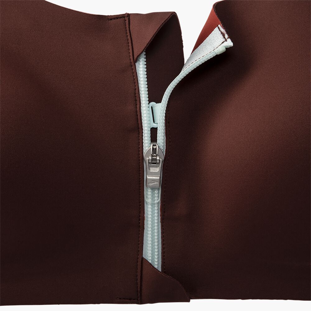 Brooks Zip 2.0 Sports Bra - Run Raisin/Eisblau/Kupfer