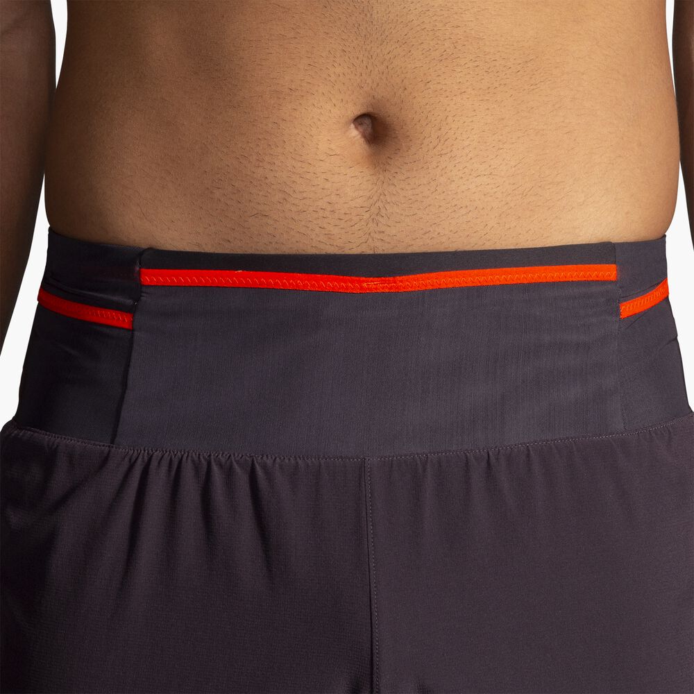 Brooks High Point 5" 2-in-1 Short 2.0 - Phantomgrau/Kirschtomate
