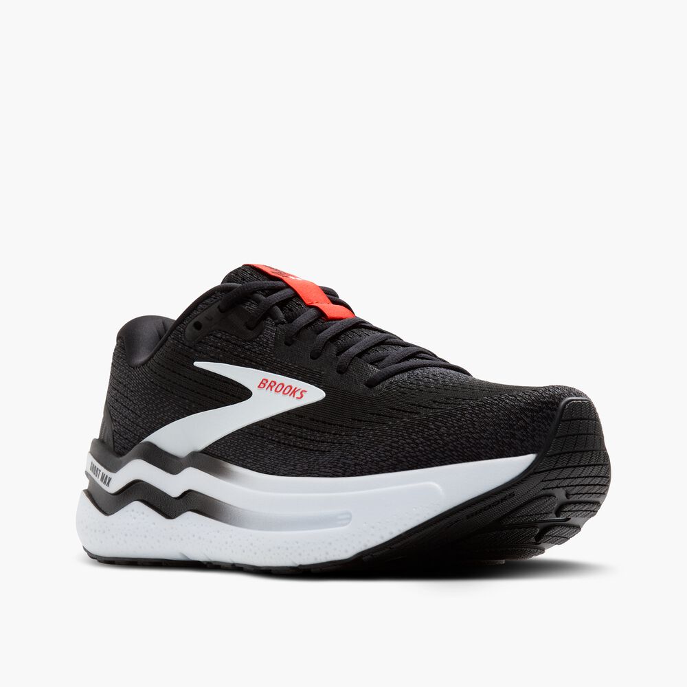 Brooks Ghost Max 2 - Schwarz/Weiß/Feuerrot