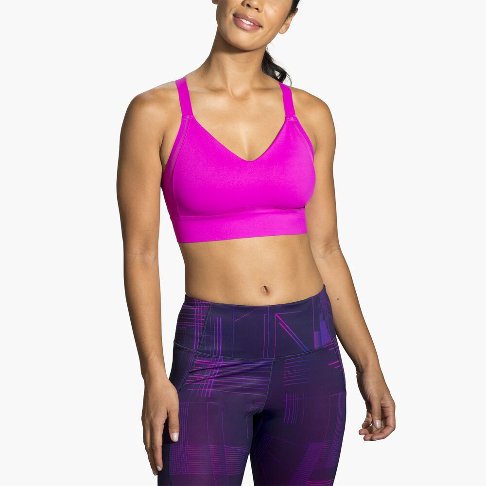 Brooks Interlace Sports Bra - Magenta/Heliotrop