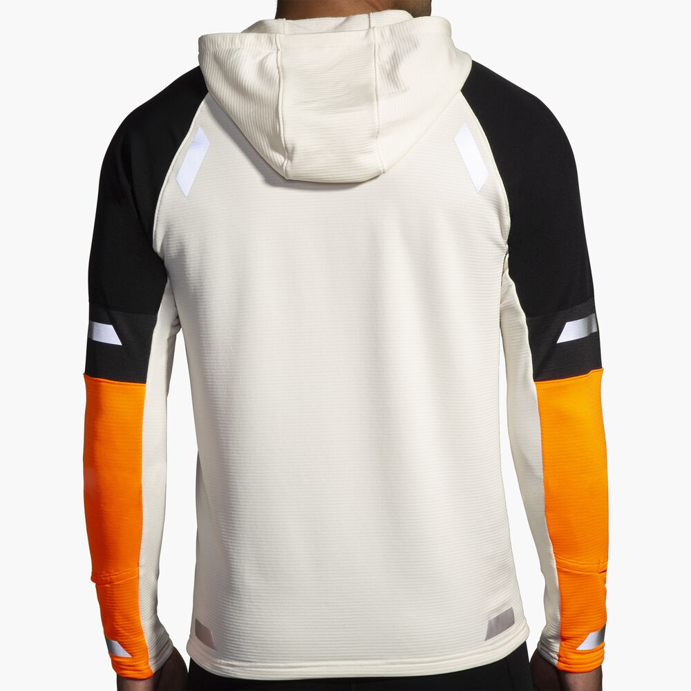 Brooks Run Visible Thermal Hoodie 2.0 - Ecru/Fluoro Flash/Schwarz
