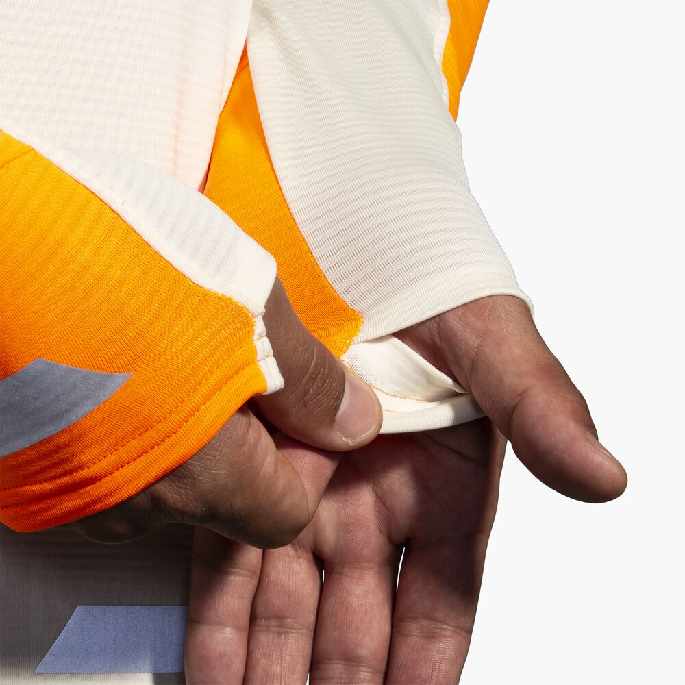 Brooks Run Visible Thermal Hoodie 2.0 - Ecru/Fluoro Flash/Schwarz