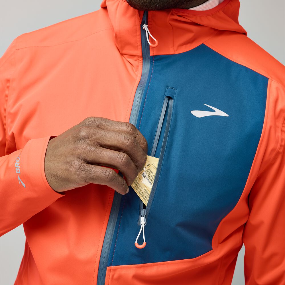 Brooks High Point Waterproof Jacket 2 - Flame/Deep Sea