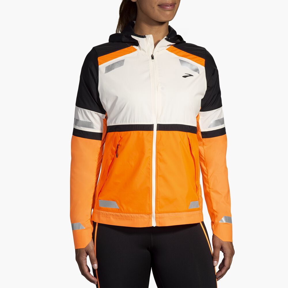Brooks Run Visible Jacket 2.0 - Ecru/Fluoro Flash/Schwarz