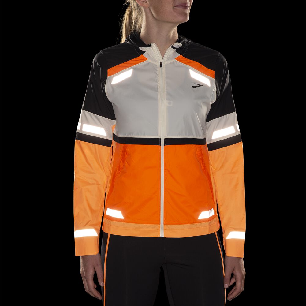 Brooks Run Visible Jacket 2.0 - Ecru/Fluoro Flash/Schwarz