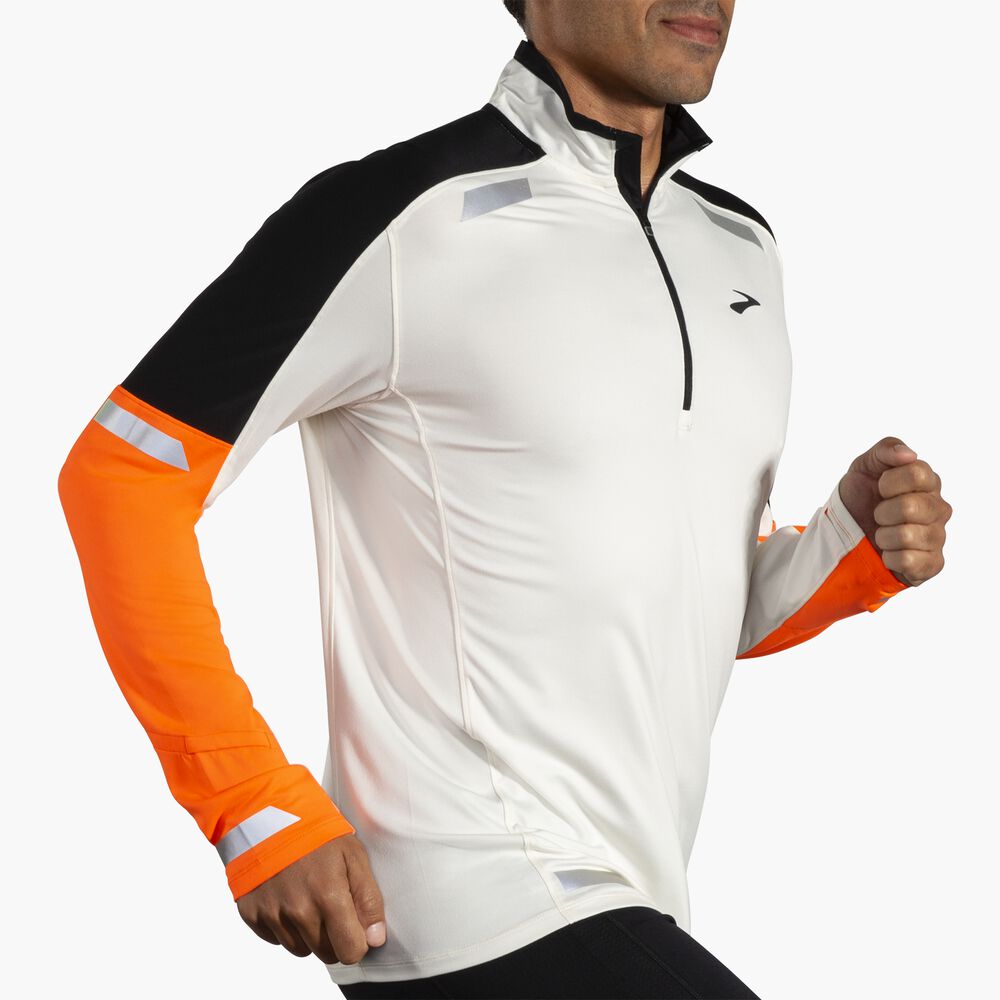 Brooks Run Visible 1/2 Zip 2.0 - Ecru/Fluoro Flash/Schwarz