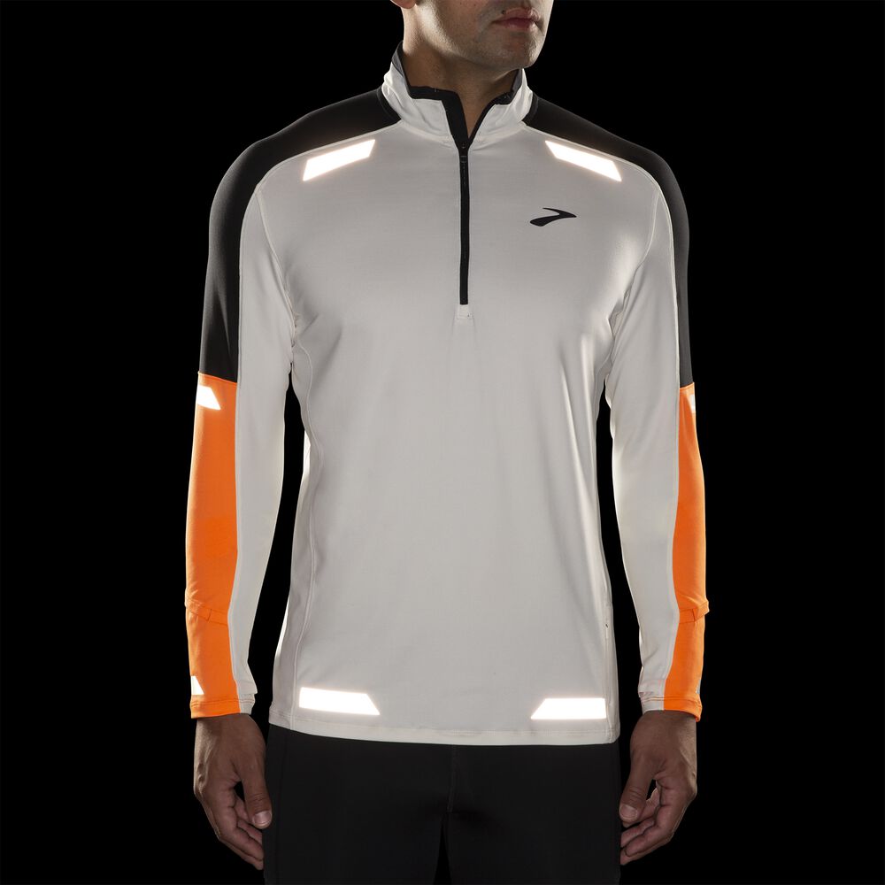 Brooks Run Visible 1/2 Zip 2.0 - Ecru/Fluoro Flash/Schwarz