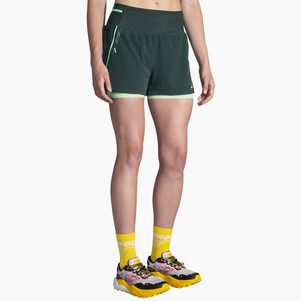 Brooks High Point 3" 2-in-1 Short 2.0 - Carbon/Gletschergrün