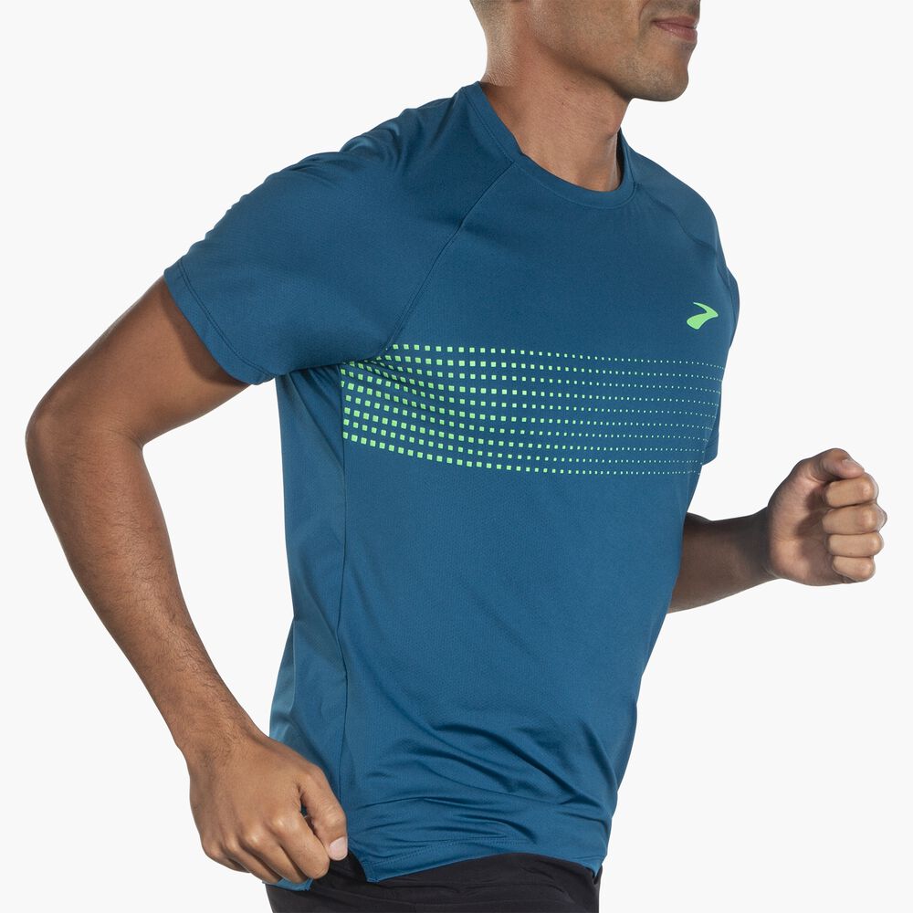 Brooks Atmosphere Short Sleeve 2.0 - Dunkelblau/Pixelstreifen