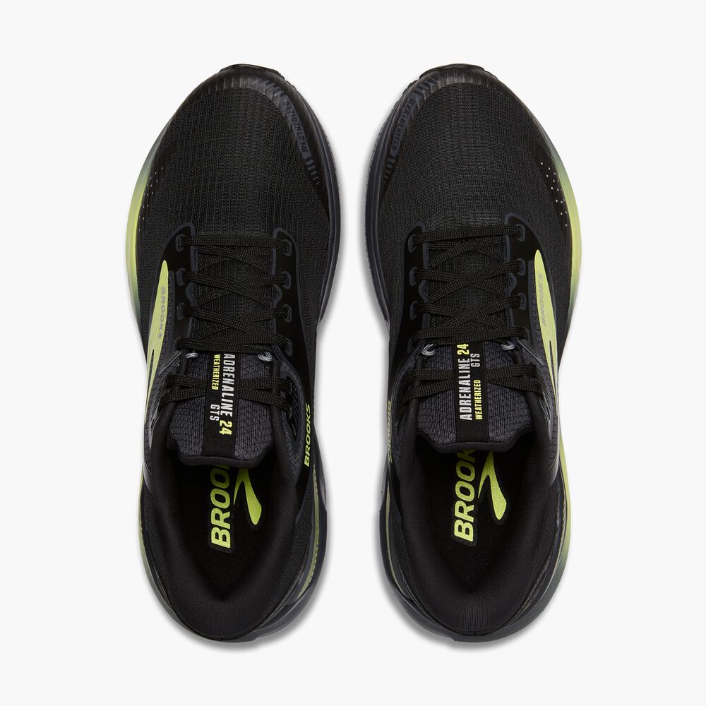 Brooks Adrenaline GTS 24 Weatherized - Schwarz/Ebenholz/Neugelb
