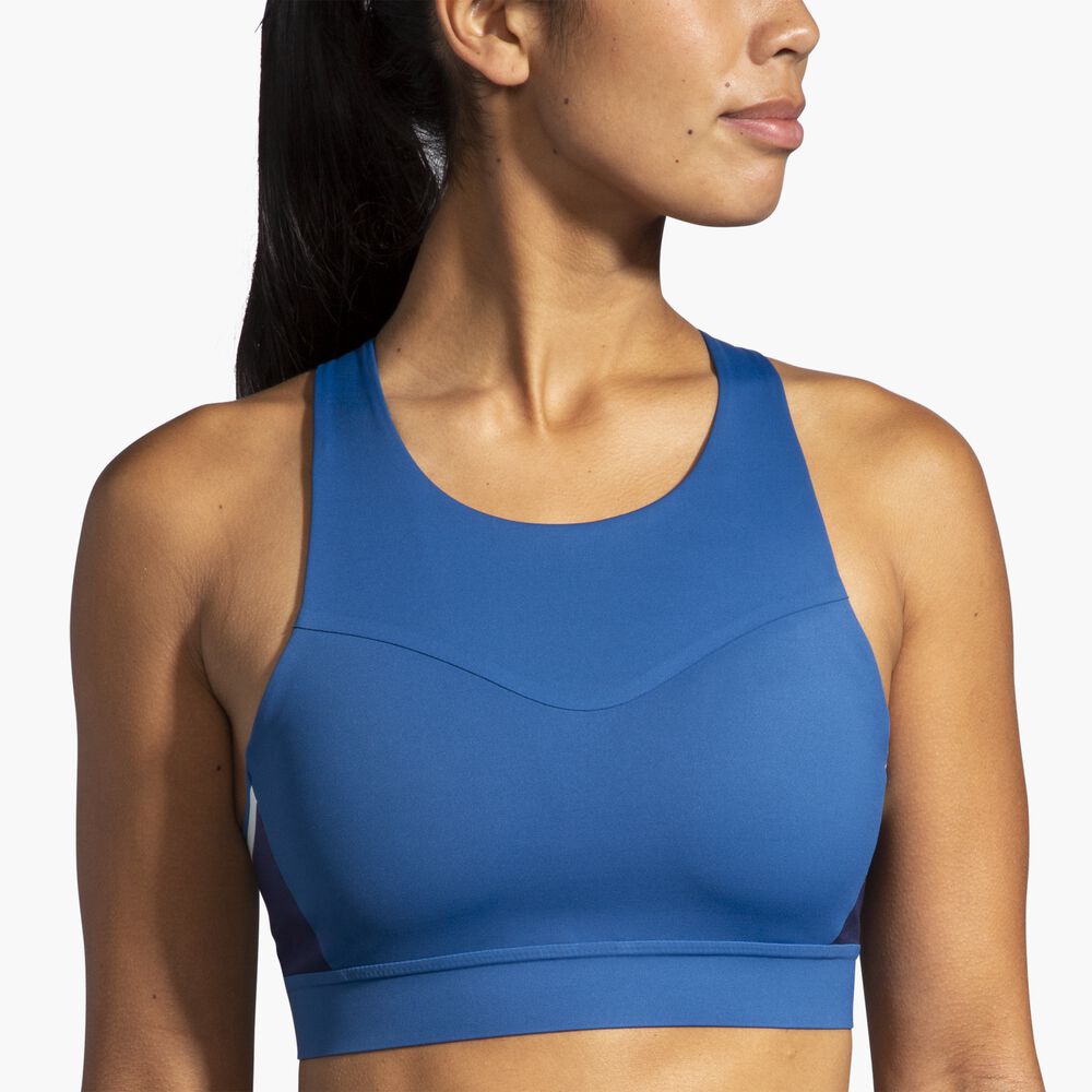 Brooks 3 Pocket Sports Bra - Blauasche/Eisblau/Marineblau