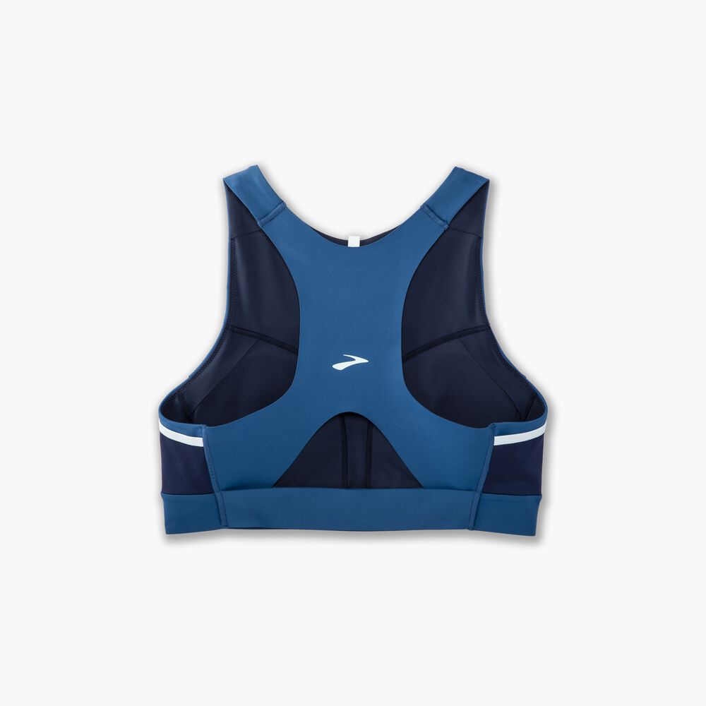 Brooks 3 Pocket Sports Bra - Blauasche/Eisblau/Marineblau